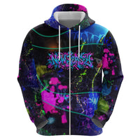 Personalized New Jersey Graffiti Mascot Zip Hoodie Urban Street Art - Vibrant Neon Spray Paint Aesthetic