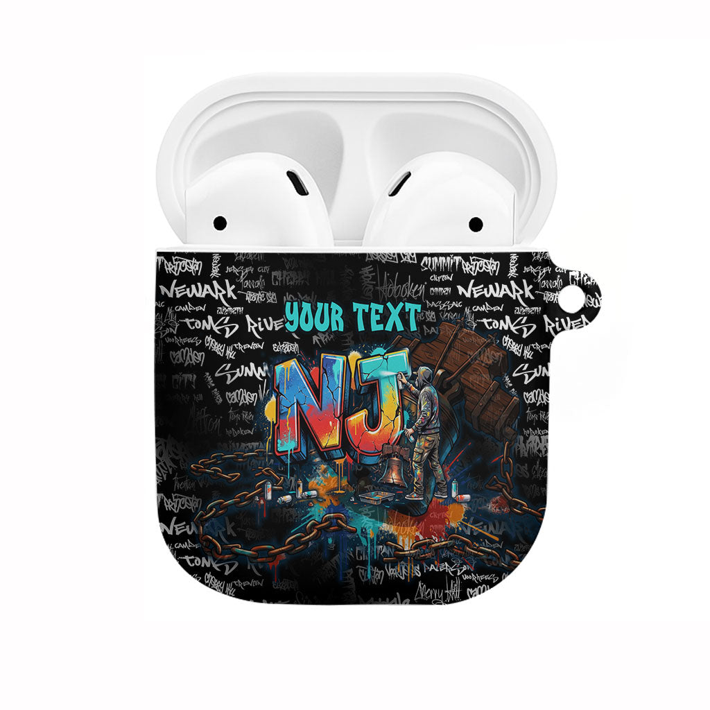 Personalized New Jersey Liberty Bell Graffiti AirPods Case Urban Street Art - Hand Drawn City Tagging