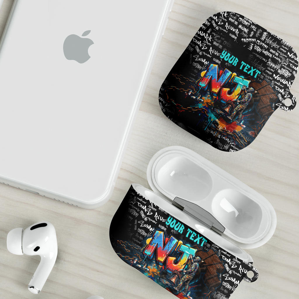 Personalized New Jersey Liberty Bell Graffiti AirPods Case Urban Street Art - Hand Drawn City Tagging