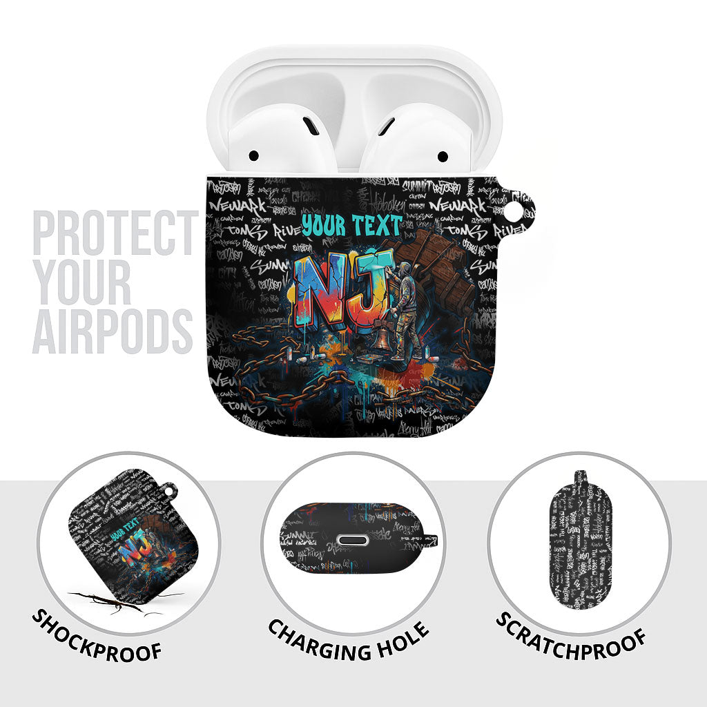 Personalized New Jersey Liberty Bell Graffiti AirPods Case Urban Street Art - Hand Drawn City Tagging