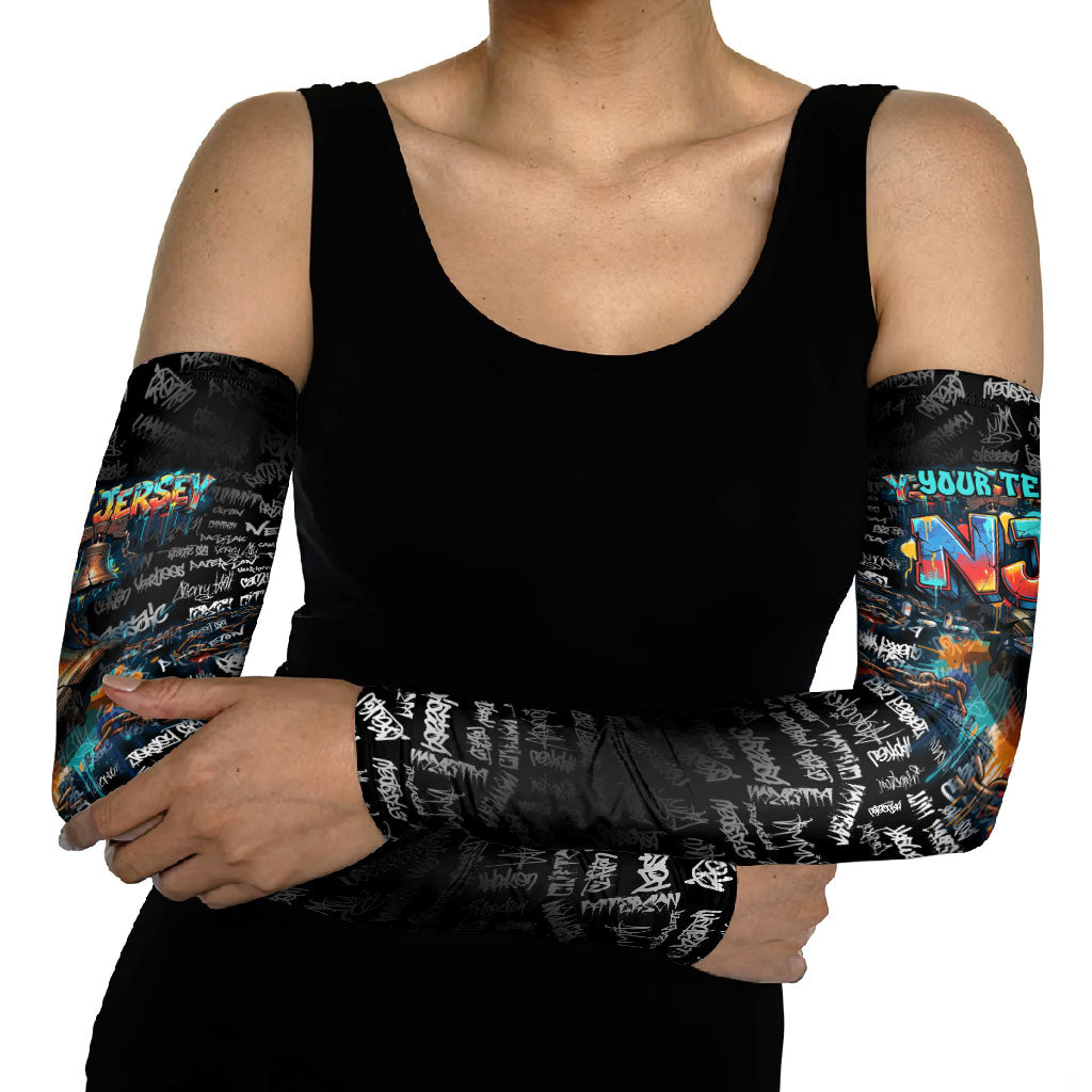 Personalized New Jersey Liberty Bell Graffiti Arm Sleeves Urban Street Art - Hand Drawn City Tagging