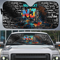 Personalized New Jersey Liberty Bell Graffiti Auto Sun Shade Urban Street Art - Hand Drawn City Tagging