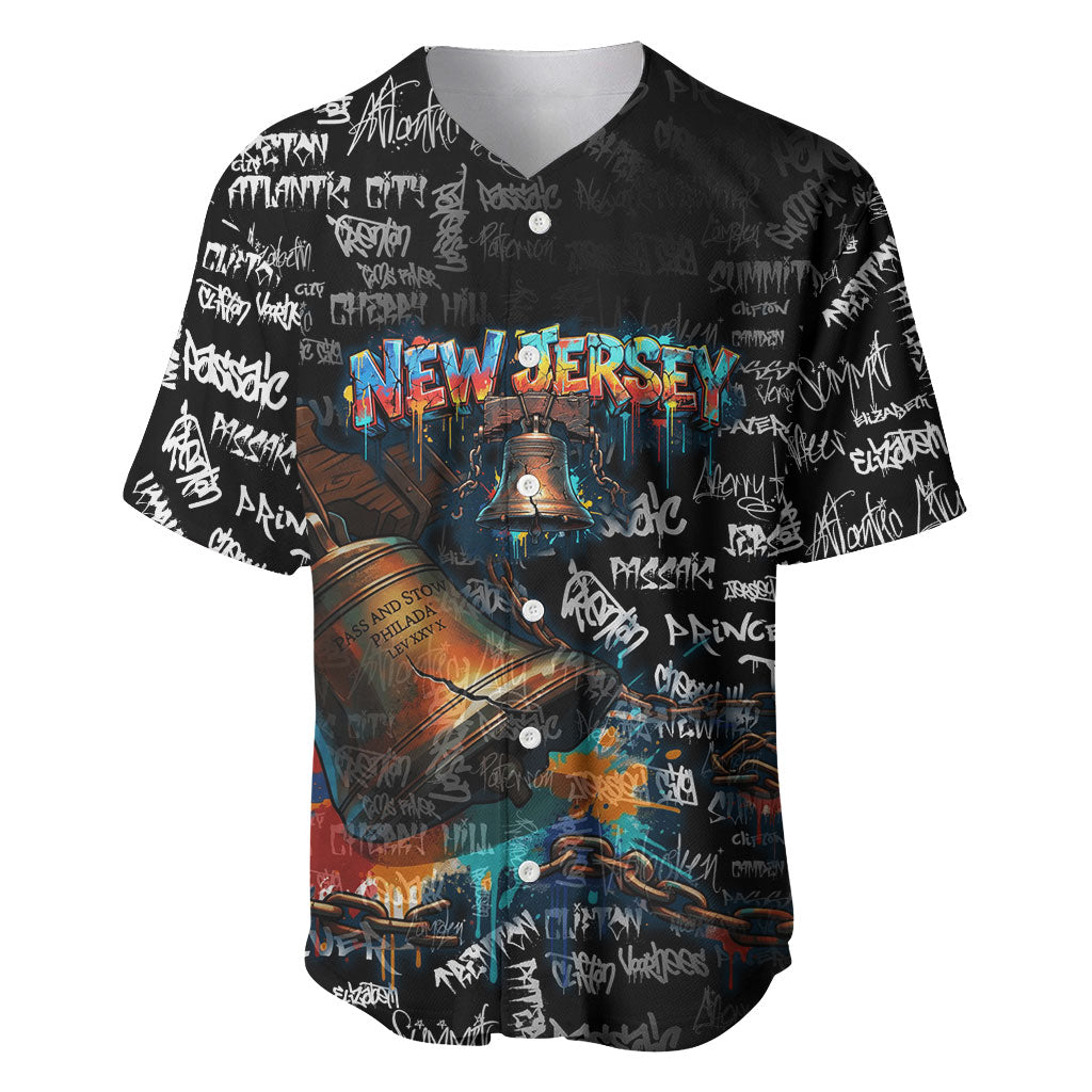 Personalized New Jersey Liberty Bell Graffiti Baseball Jersey Urban Street Art - Hand Drawn City Tagging