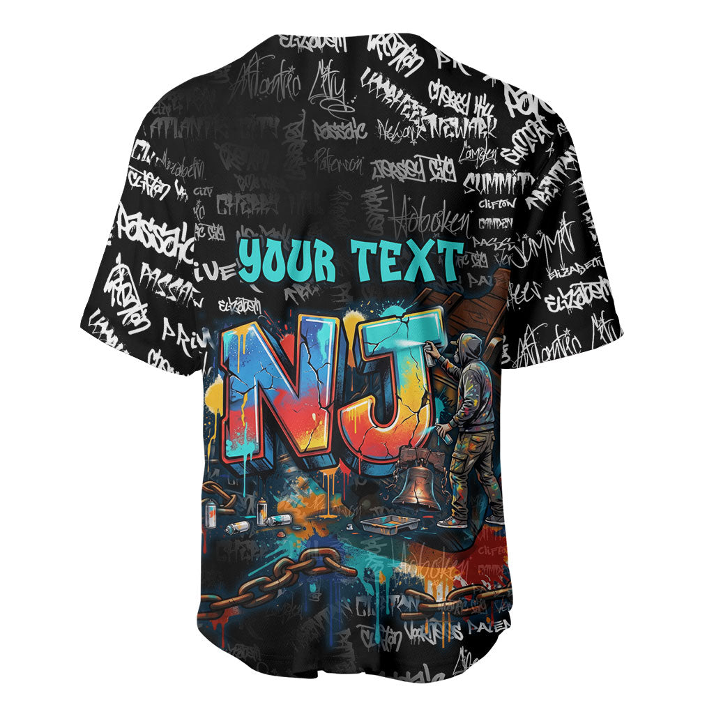 Personalized New Jersey Liberty Bell Graffiti Baseball Jersey Urban Street Art - Hand Drawn City Tagging