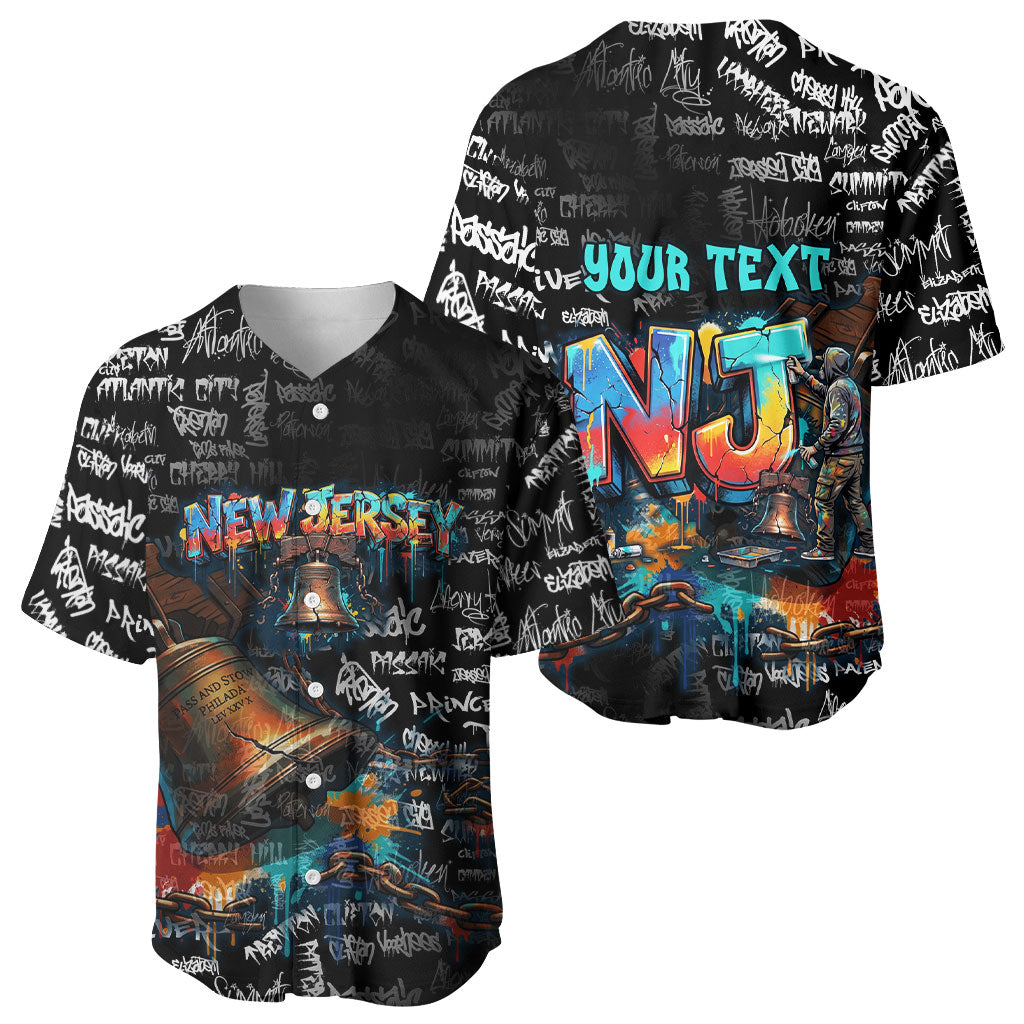 Personalized New Jersey Liberty Bell Graffiti Baseball Jersey Urban Street Art - Hand Drawn City Tagging