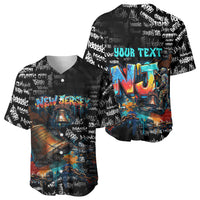 Personalized New Jersey Liberty Bell Graffiti Baseball Jersey Urban Street Art - Hand Drawn City Tagging
