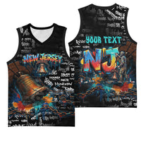 Personalized New Jersey Liberty Bell Graffiti Basketball Jersey Urban Street Art - Hand Drawn City Tagging