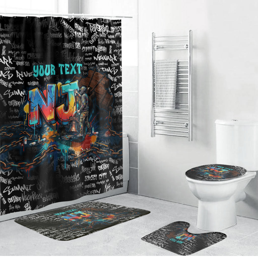 Personalized New Jersey Liberty Bell Graffiti Bathroom Set Urban Street Art - Hand Drawn City Tagging