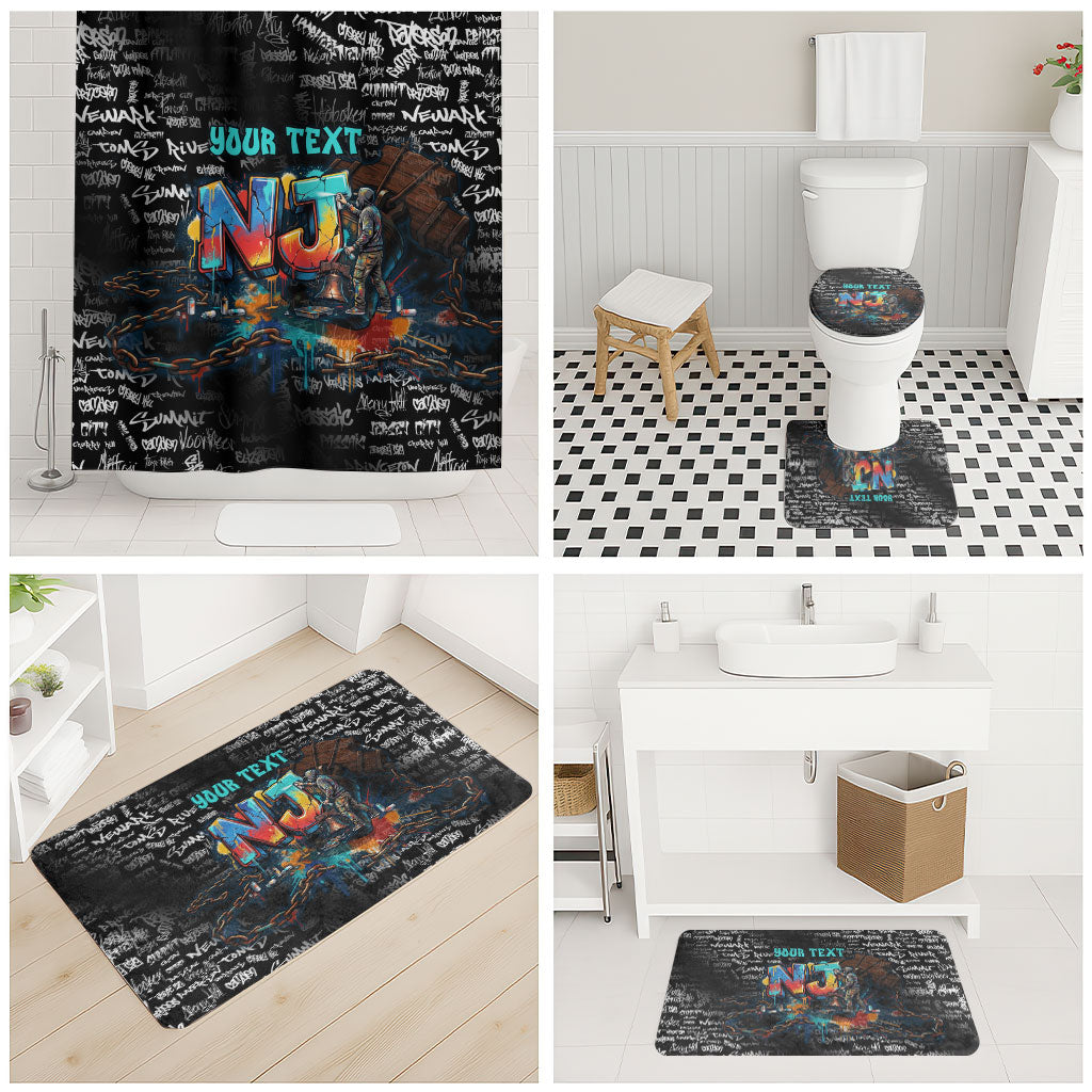 Personalized New Jersey Liberty Bell Graffiti Bathroom Set Urban Street Art - Hand Drawn City Tagging