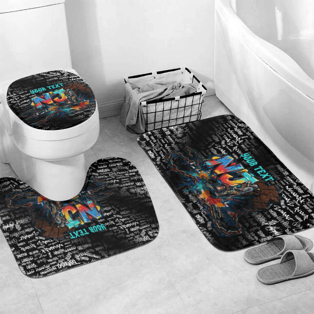 Personalized New Jersey Liberty Bell Graffiti Bathroom Set Urban Street Art - Hand Drawn City Tagging