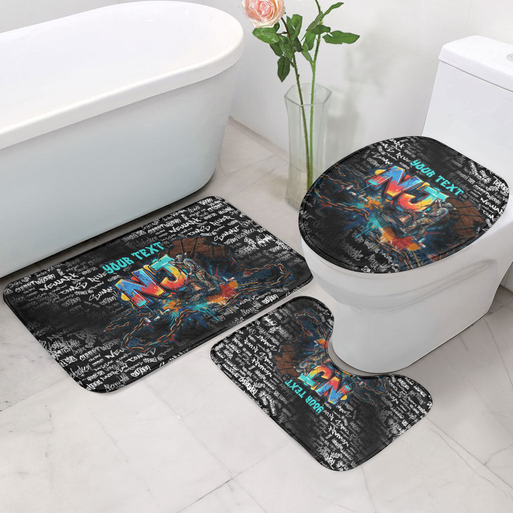 Personalized New Jersey Liberty Bell Graffiti Bathroom Set Urban Street Art - Hand Drawn City Tagging