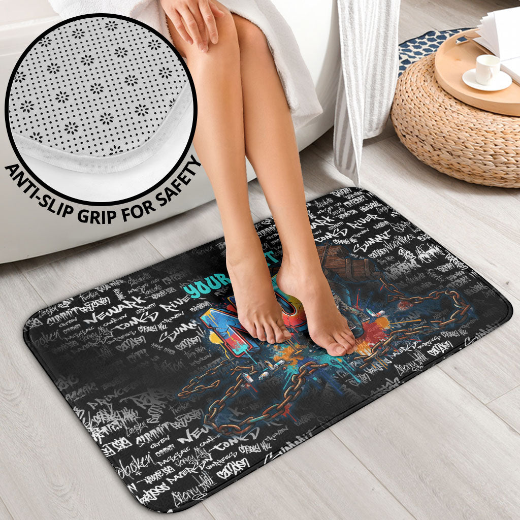 Personalized New Jersey Liberty Bell Graffiti Bathroom Set Urban Street Art - Hand Drawn City Tagging