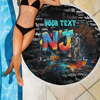 Personalized New Jersey Liberty Bell Graffiti Beach Blanket Urban Street Art - Hand Drawn City Tagging