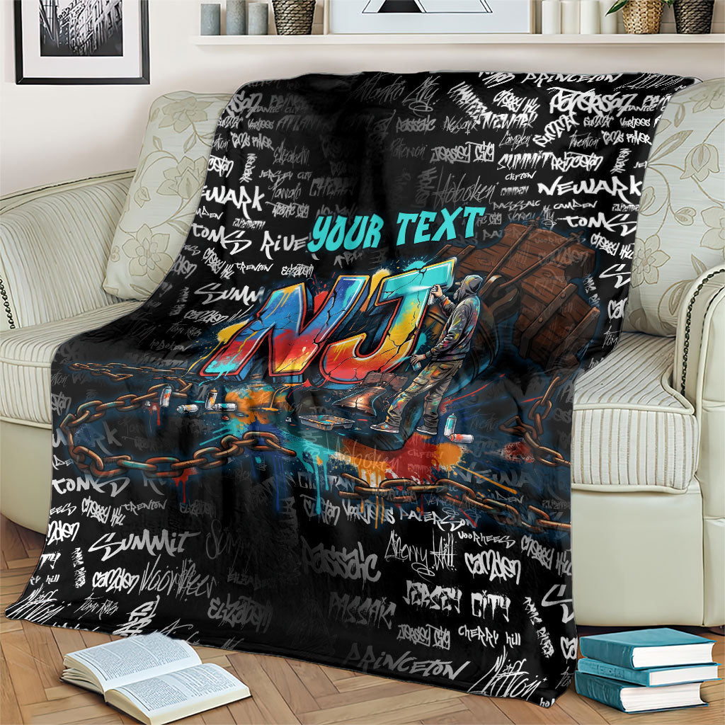Personalized New Jersey Liberty Bell Graffiti Blanket Urban Street Art - Hand Drawn City Tagging