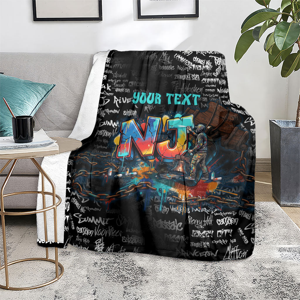 Personalized New Jersey Liberty Bell Graffiti Blanket Urban Street Art - Hand Drawn City Tagging
