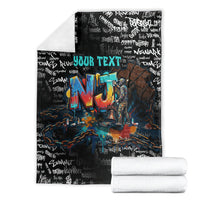 Personalized New Jersey Liberty Bell Graffiti Blanket Urban Street Art - Hand Drawn City Tagging