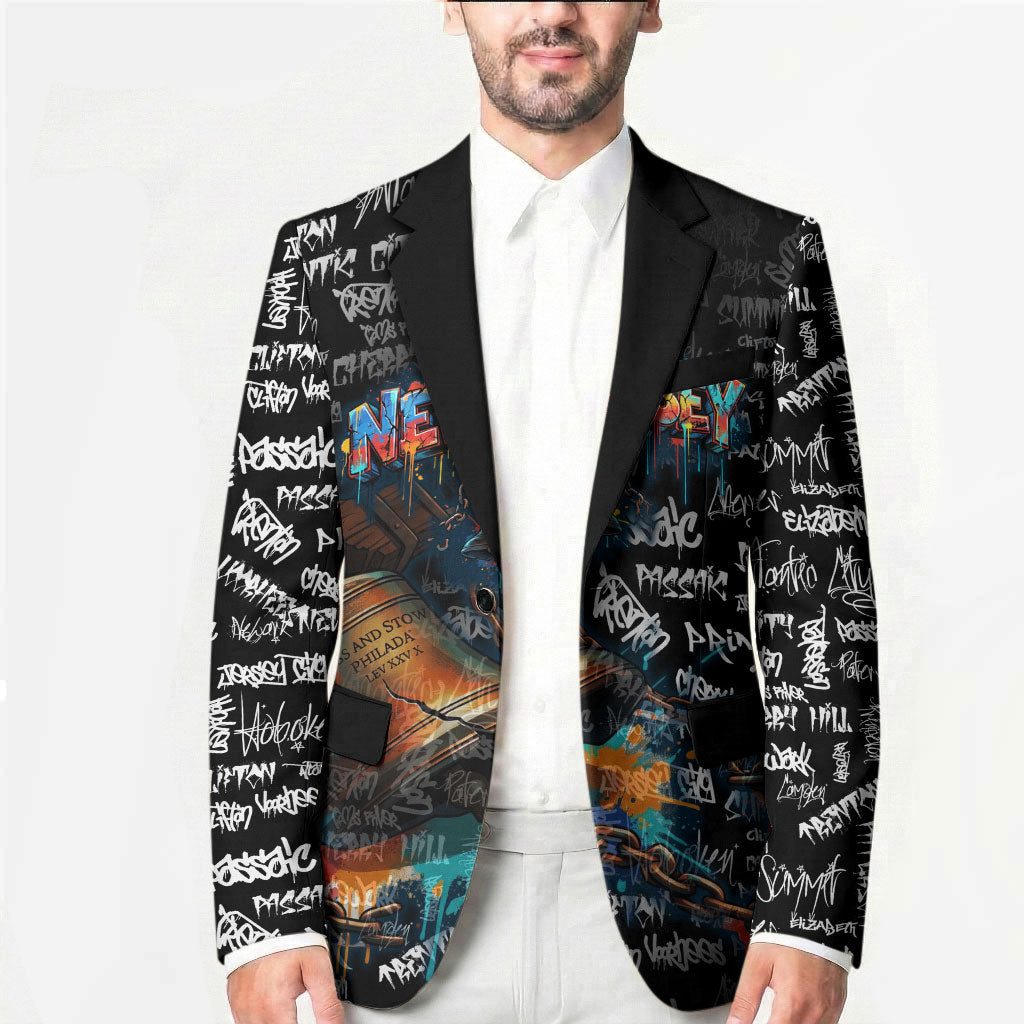 Personalized New Jersey Liberty Bell Graffiti Blazer Urban Street Art - Hand Drawn City Tagging