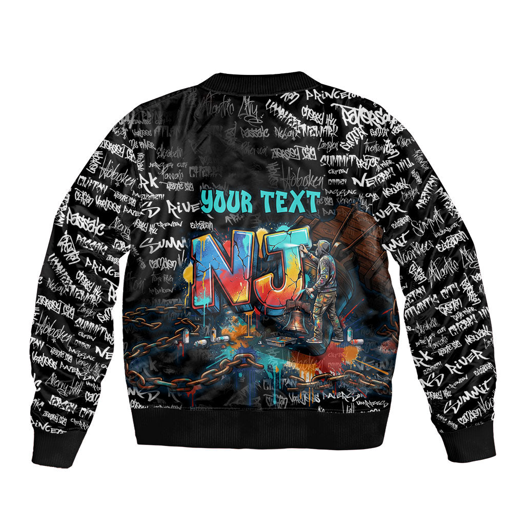 Personalized New Jersey Liberty Bell Graffiti Bomber Jacket Urban Street Art - Hand Drawn City Tagging