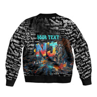 Personalized New Jersey Liberty Bell Graffiti Bomber Jacket Urban Street Art - Hand Drawn City Tagging