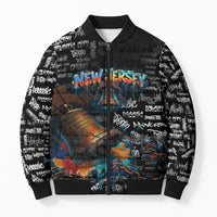Personalized New Jersey Liberty Bell Graffiti Bomber Puffer Jacket Urban Street Art - Hand Drawn City Tagging