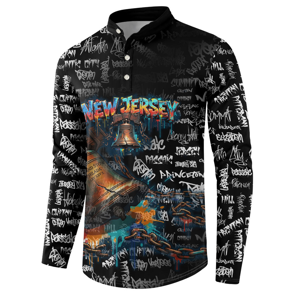 Personalized New Jersey Liberty Bell Graffiti Button Sweatshirt Urban Street Art - Hand Drawn City Tagging