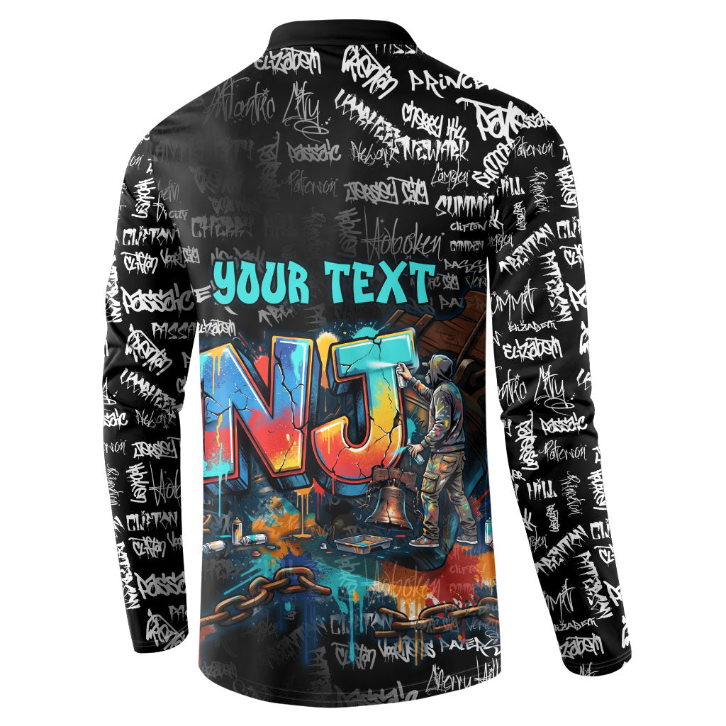 Personalized New Jersey Liberty Bell Graffiti Button Sweatshirt Urban Street Art - Hand Drawn City Tagging