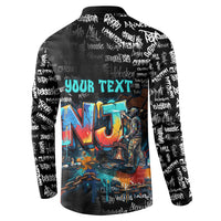 Personalized New Jersey Liberty Bell Graffiti Button Sweatshirt Urban Street Art - Hand Drawn City Tagging