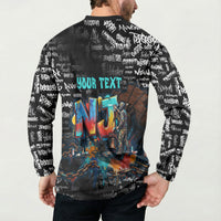 Personalized New Jersey Liberty Bell Graffiti Button Sweatshirt Urban Street Art - Hand Drawn City Tagging