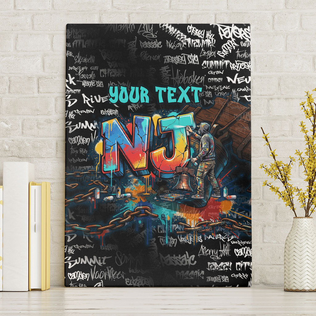 Personalized New Jersey Liberty Bell Graffiti Canvas Wall Art Urban Street Art - Hand Drawn City Tagging