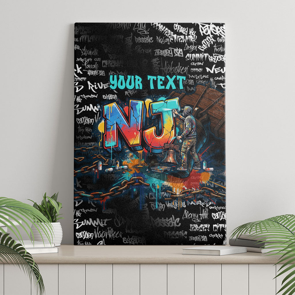 Personalized New Jersey Liberty Bell Graffiti Canvas Wall Art Urban Street Art - Hand Drawn City Tagging