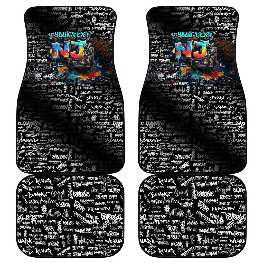 Personalized New Jersey Liberty Bell Graffiti Car Mats Urban Street Art - Hand Drawn City Tagging