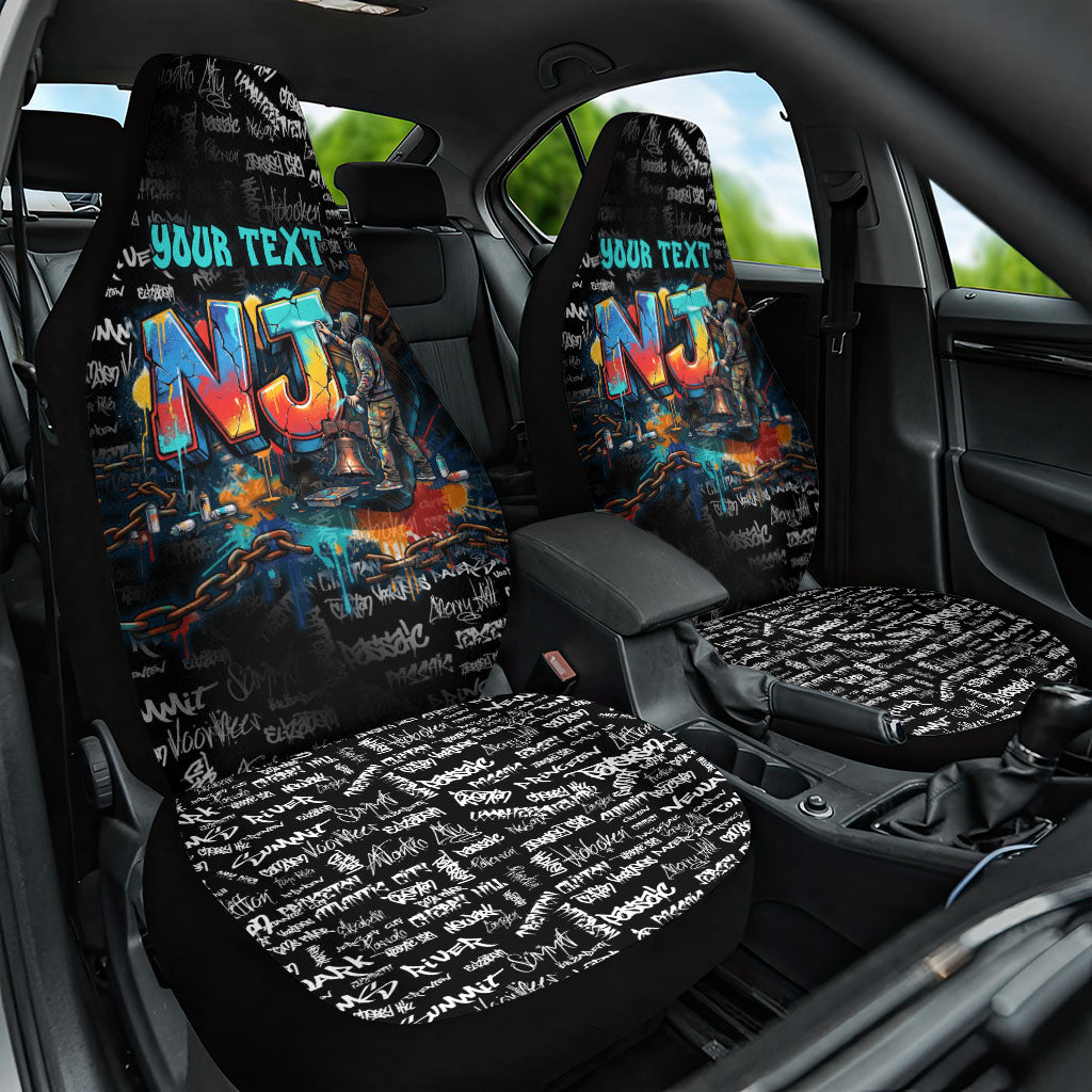 Personalized New Jersey Liberty Bell Graffiti Car Seat Cover Urban Street Art - Hand Drawn City Tagging