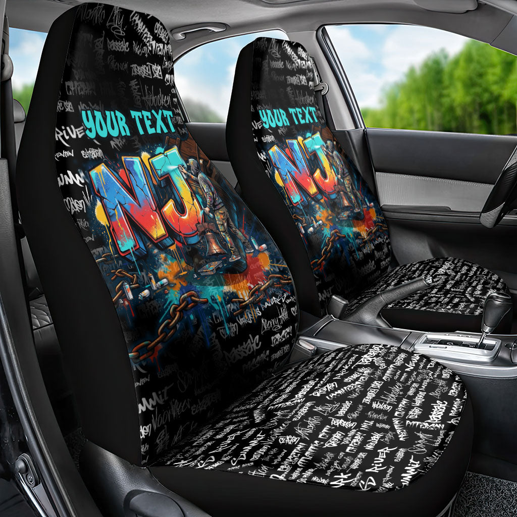 Personalized New Jersey Liberty Bell Graffiti Car Seat Cover Urban Street Art - Hand Drawn City Tagging