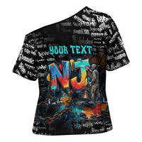 Personalized New Jersey Liberty Bell Graffiti Cross Shoulder Shirt Urban Street Art - Hand Drawn City Tagging