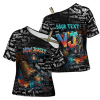 Personalized New Jersey Liberty Bell Graffiti Cross Shoulder Shirt Urban Street Art - Hand Drawn City Tagging