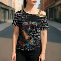 Personalized New Jersey Liberty Bell Graffiti Cross Shoulder Shirt Urban Street Art - Hand Drawn City Tagging