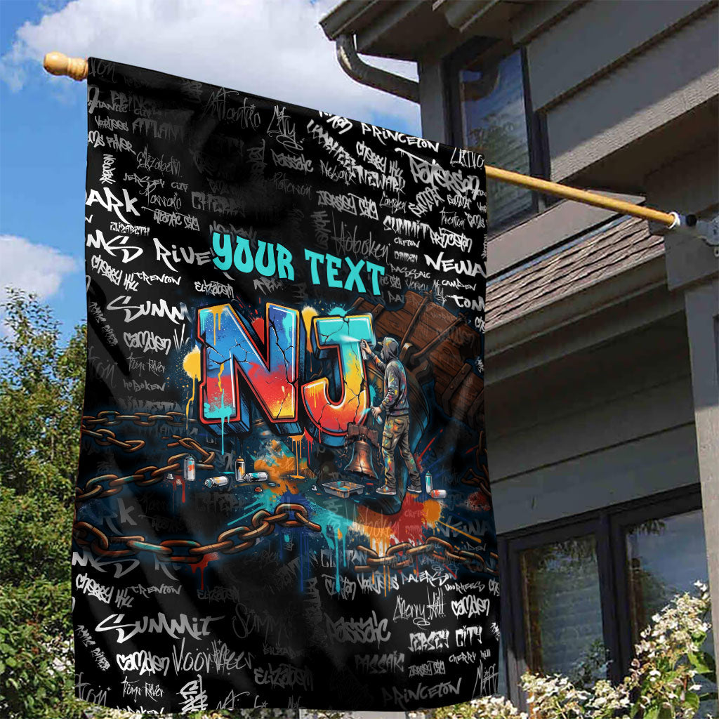 Personalized New Jersey Liberty Bell Graffiti Garden Flag Urban Street Art - Hand Drawn City Tagging