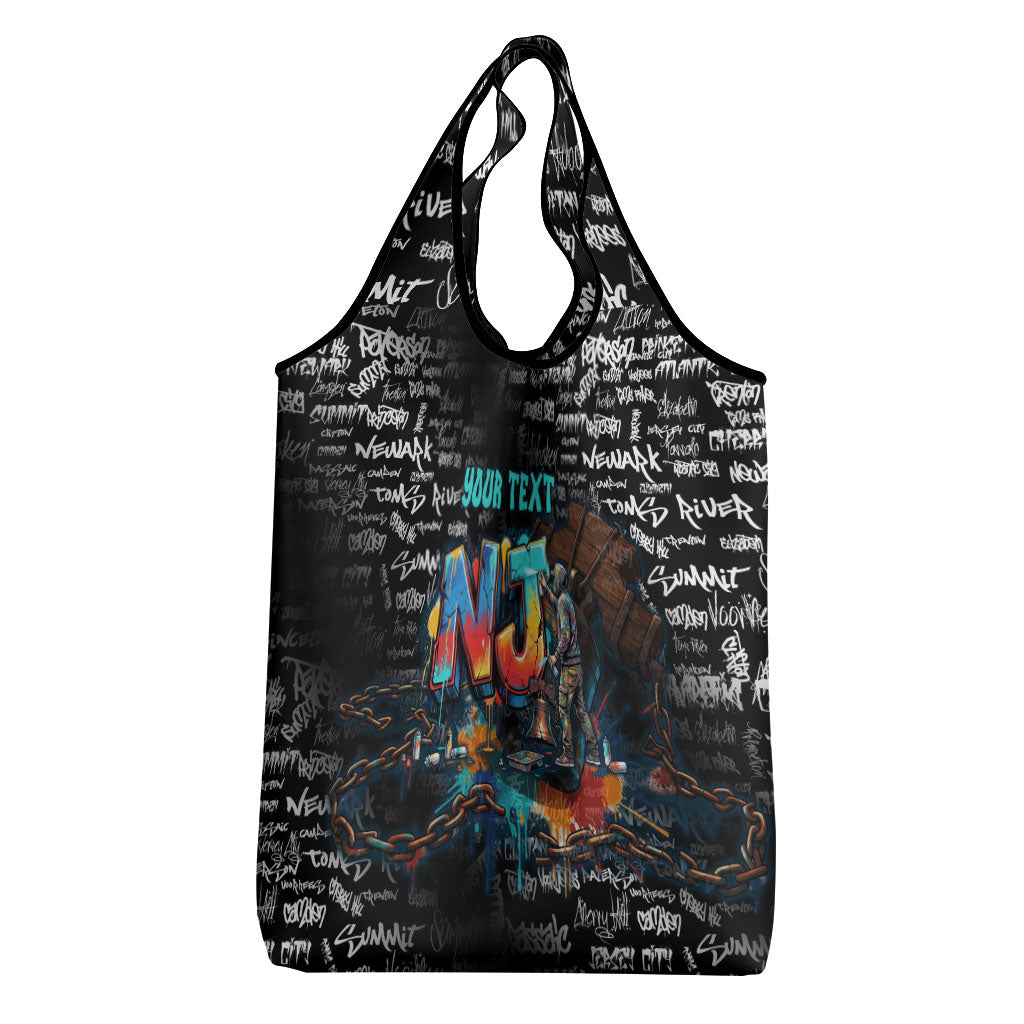 Personalized New Jersey Liberty Bell Graffiti Grocery Bag Urban Street Art - Hand Drawn City Tagging