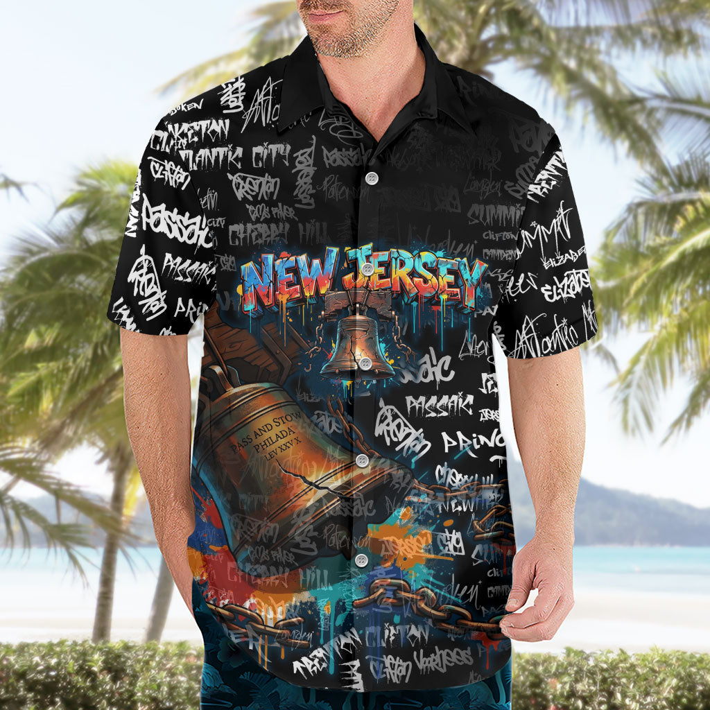 Personalized New Jersey Liberty Bell Graffiti Hawaiian Shirt Urban Street Art - Hand Drawn City Tagging