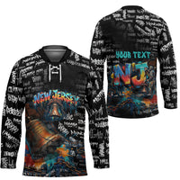 Personalized New Jersey Liberty Bell Graffiti Hockey Jersey Urban Street Art - Hand Drawn City Tagging