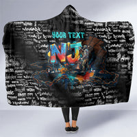 Personalized New Jersey Liberty Bell Graffiti Hooded Blanket Urban Street Art - Hand Drawn City Tagging