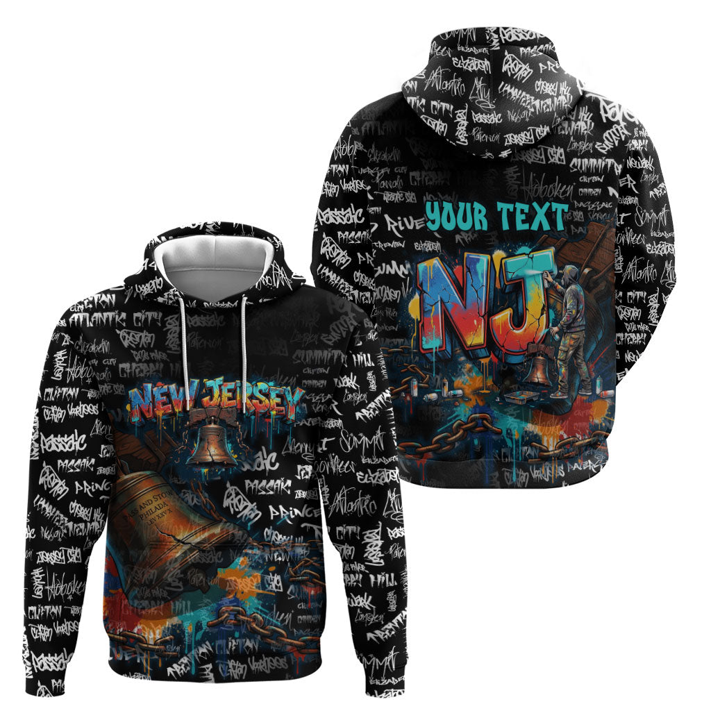 Personalized New Jersey Liberty Bell Graffiti Hoodie Urban Street Art - Hand Drawn City Tagging