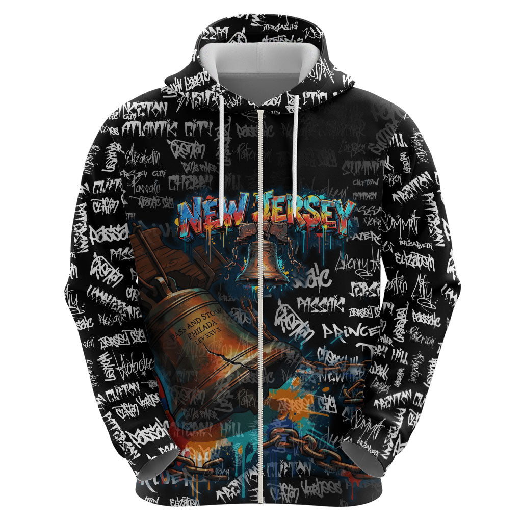 Personalized New Jersey Liberty Bell Graffiti Hoodie Urban Street Art - Hand Drawn City Tagging