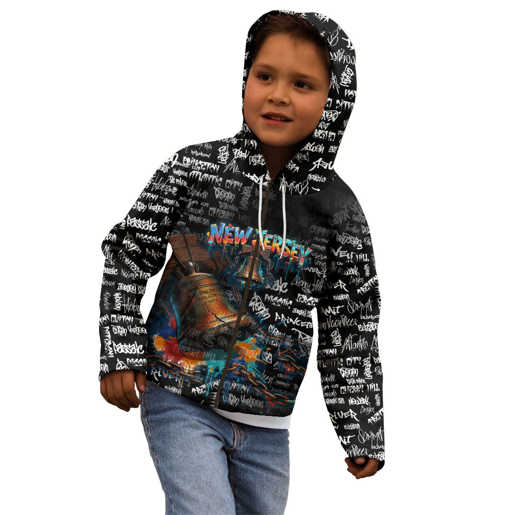 Personalized New Jersey Liberty Bell Graffiti Kid Hoodie Urban Street Art - Hand Drawn City Tagging
