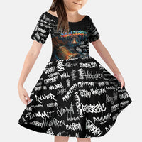 Personalized New Jersey Liberty Bell Graffiti Kid Short Sleeve Dress Urban Street Art - Hand Drawn City Tagging