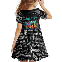Personalized New Jersey Liberty Bell Graffiti Kid Short Sleeve Dress Urban Street Art - Hand Drawn City Tagging
