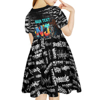Personalized New Jersey Liberty Bell Graffiti Kid Short Sleeve Dress Urban Street Art - Hand Drawn City Tagging