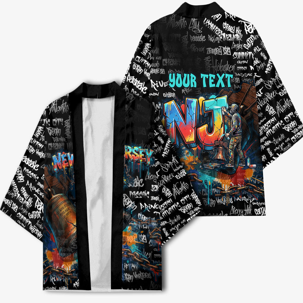 Personalized New Jersey Liberty Bell Graffiti Kimono Urban Street Art - Hand Drawn City Tagging