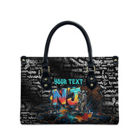 Personalized New Jersey Liberty Bell Graffiti Leather Bag Urban Street Art - Hand Drawn City Tagging