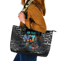 Personalized New Jersey Liberty Bell Graffiti Leather Tote Bag Urban Street Art - Hand Drawn City Tagging